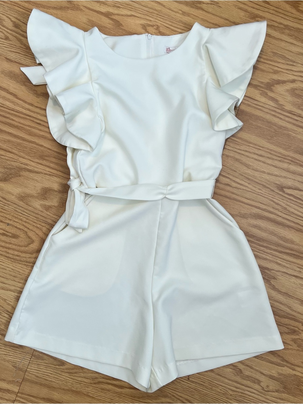 GB girls White Ruffle Sleeve One-Piece Romper